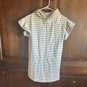 Striped Hooded Short Sleeve dress